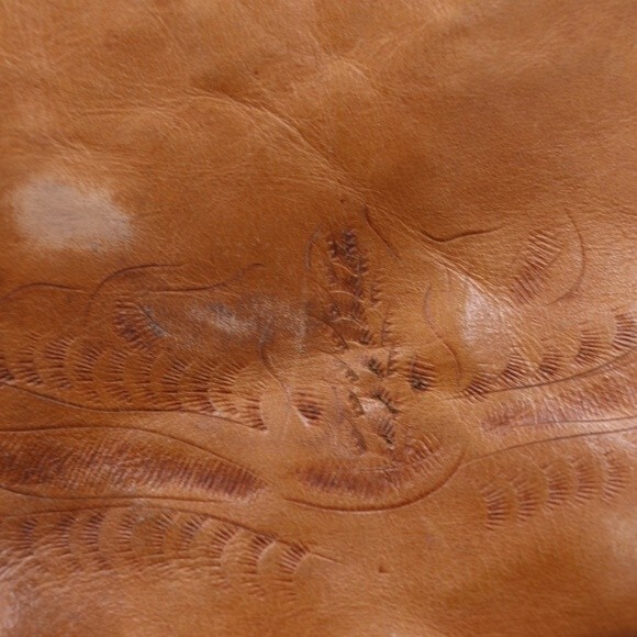 Vintage Sergios Collection Small Leather Zipper Pouch Bag Natural Tooled Leather - Picture 13 of 14